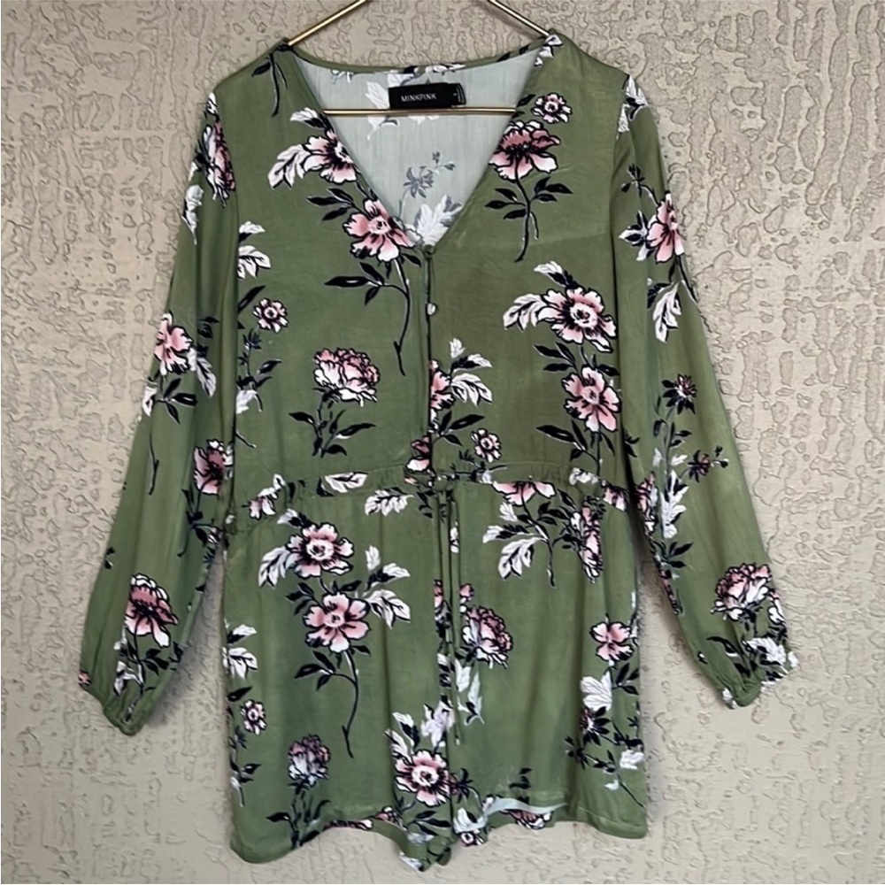 MINKPINK Floral Print V-Neck Long Sleeve Romper - Picture 2 of 14